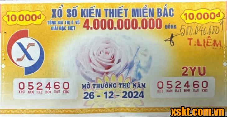 XSMB: Một khách hàng Ba Đình Hà Nội trúng 500 triệu đồng kỳ quay ngày 26/12/2024