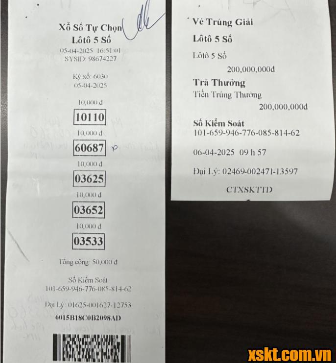 Trúng ngay 200 triệu đồng khi mua xổ số điện toán Lô tô 5 số ngày 5/4/2025