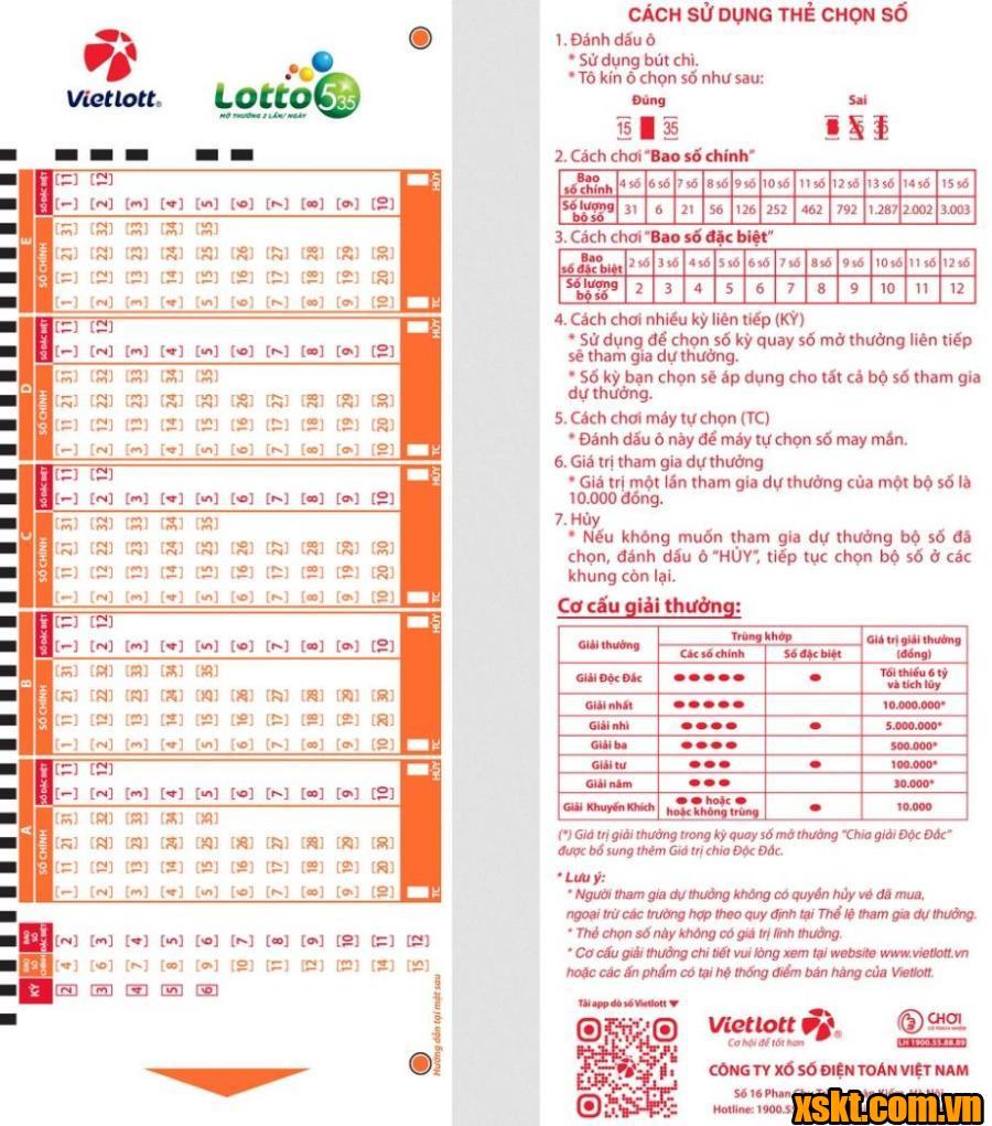 Vietlott: Giới thiệu sản phẩm và cách chơi xổ số Lotto 5/35 