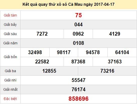 Quay thử KQ XSCM 17/4/2017