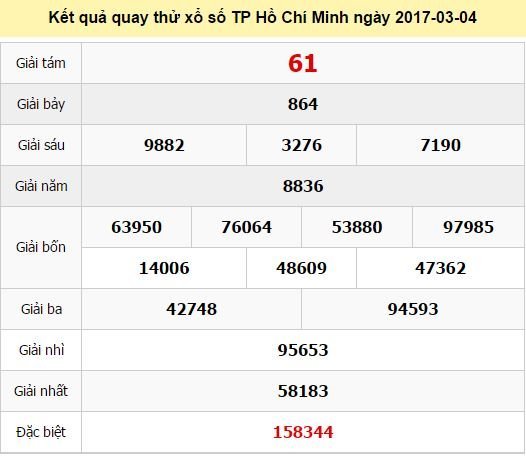 Quay thử KQ XSHCM 4/3/2017