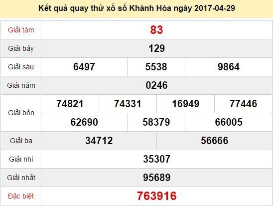 Quay thử KQ XSKH 30/4/2017