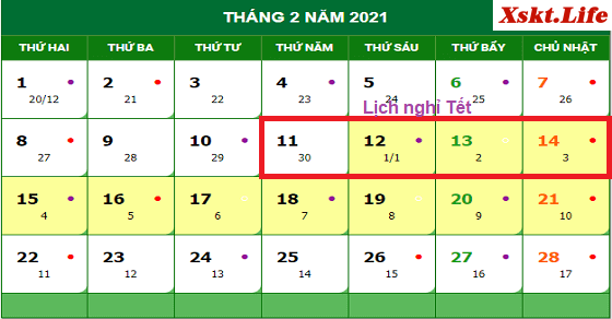 Lịch nghỉ Tết của xổ số miền Bắc 2021